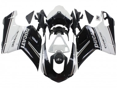 Acheter Carénages Moto Ducati 848/1098/1198 2007-2014 - Blanc Noir Brillant Corse