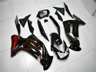 Acheter Carénages Moto Kawasaki EX650 2006-2008 - Noir Brillant Rouge Flamme