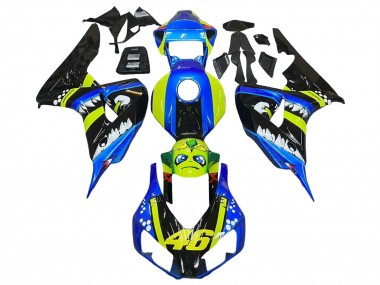 Acheter Carénages Moto Honda CBR1000RR 2006-2007 - Bleu Fluorescent Vert Noir Brillant Requin 46