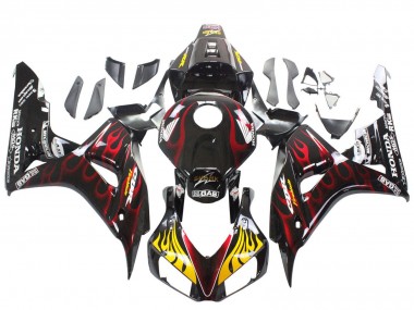 Acheter Carénages Moto Honda CBR1000RR 2006-2007 - Noir Brillant Jaune Rouge Flamme