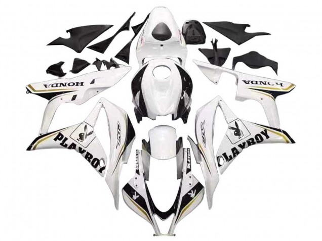 Carénage Moto Honda CBR600RR 2007-2008 - Blanc Or Noir Brillant Playboy