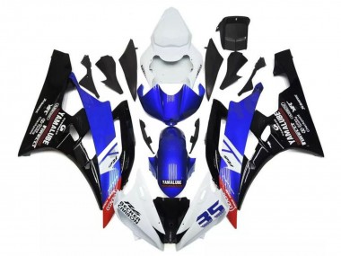 Acheter Carénages Moto Yamaha YZF R6 2006-2007 - Blanc Bleu Noir Brillant Yamalube Becker Carbon