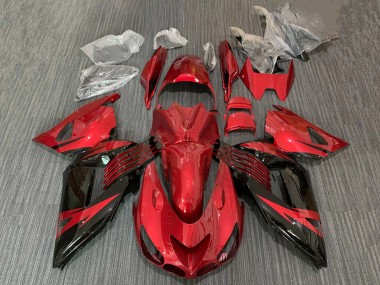 Acheter Carénage Moto Kawasaki ZX14R ZZR1400 2006-2011 - Rouge Noir Brillant