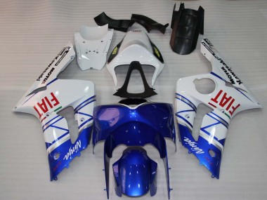 Acheter Carénages Moto Kawasaki ZX6R 2003-2004 - Blanc Bleu Rouge Fiat