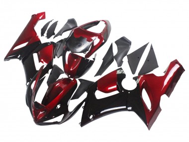 Acheter Carénage Moto Kawasaki ZX6R 2005-2006 - Rouge Noir Brillant