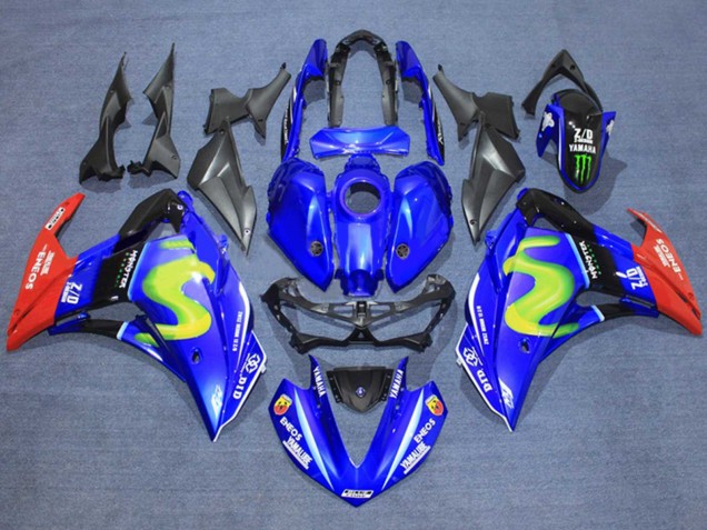 Carénages Moto Yamaha YZF R3/R25 2015-2018 - Bleu Noir Brillant Rouge ENEOS Monstre