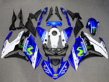 Acheter Carénages Moto Yamaha YZF R3/R25 2015-2018 - Blanc Bleu Vert MoviStar Monstre