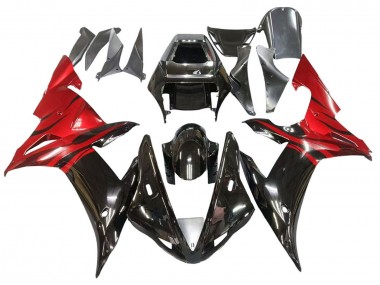 Acheter Carénages Moto Yamaha YZF 1000 R1 2002-2003 - Noir Brillant Rouge Flamme