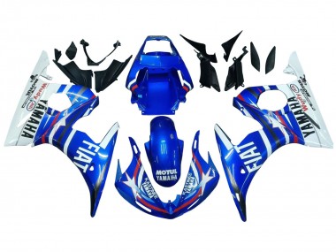 Acheter Carénages Moto Yamaha YZF R6S 2006-2009 - Blanc Bleu Fiat Motul Kastinee