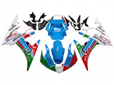 Acheter Carénages Moto Yamaha YZF R6 2003-2004 - Blanc Bleu Vert Rouge Kastinee Dunlop Motul