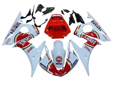 Acheter Carénages Moto Yamaha YZF R6 2003-2004 - Blanc Rouge Lucky Strike Motul