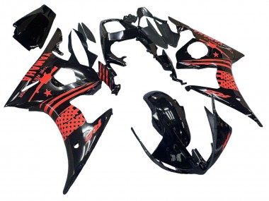 Acheter Carénage Moto Yamaha YZF R6 2003-2004 - Noir Brillant Rouge