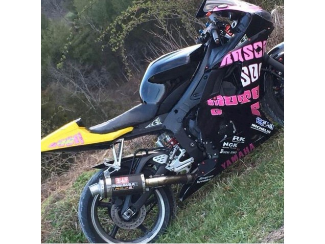 Carénages Moto Yamaha YZF R6S 2006-2009 - Jaune Rose Noir Brillant Rossi Repsol 46