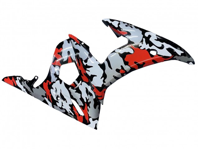 Carénages Moto Yamaha YZF R6S 2006-2009 - Noir Rouge Gris Camouflage