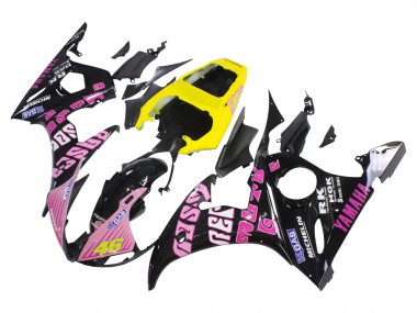 Acheter Carénages Moto Yamaha YZF 600 R6 2005 - Noir Rose Jaune Repsol 46