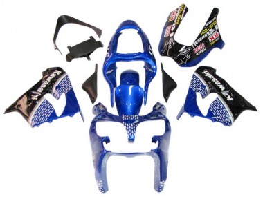 Acheter Carénages Moto Kawasaki ZX9R 2000-2001 - Bleu Blanc Noir Brillant