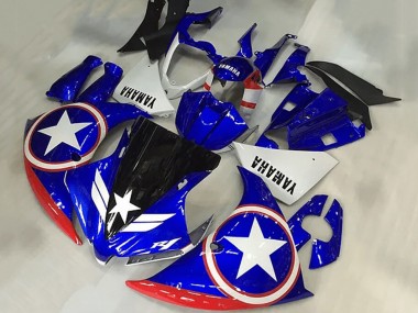 Acheter Carénages Moto Yamaha YZF R1 2009-2011 - Bleu Blanc Rouge Noir Étoile Captain America