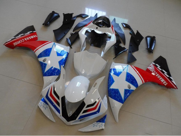 Carénages Moto Yamaha YZF R1 2009-2011 - Blanc Bleu Rouge Noir Ducati Étoile Style
