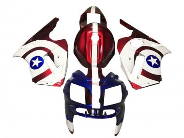 Acheter Carénages Moto Kawasaki ZX12R 2000-2001 - Bonbon Rouge Blanc Bleu Captain America