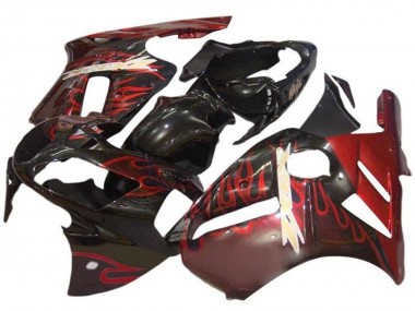 Acheter Carénages Moto Kawasaki ZX12R 2000-2001 - Noir Brillant Rouge Flamme