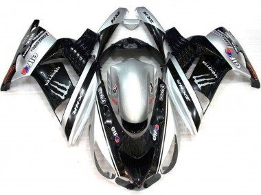 Acheter Carénages Moto Kawasaki ZX14R ZZR1400 2006-2011 - Argent Noir Elf Touch4 Monstre Bridgestone