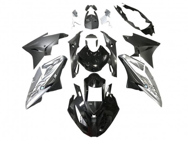 Carénages Moto BMW S1000RR 2015-2016 - Argent Noir Brillant Noir Mat