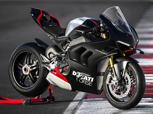 Carénages Moto Ducati Panigale V4 V4S 2022-2024 - Noir Mat Argent Rouge