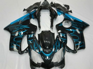 Acheter Carénages Moto Honda CBR600 F4i 2001-2003 - Noir Brillant Bleu Clair Flamme