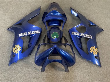 Acheter Carénages Moto Kawasaki ZX6R 2003-2004 - Bleu Vert Or Blanc Fighting Irish