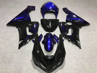 Acheter Carénage Moto Kawasaki ZX6R 2005-2006 - Bleu Noir Brillant