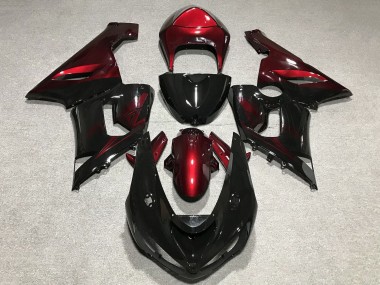 Acheter Carénages Moto Kawasaki ZX6R 2005-2006 - Rouge Noir Brillant