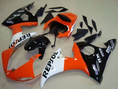 Acheter Carénage Moto Yamaha YZF R6 2003-2004 - Orange Blanc Noir Brillant Repsol