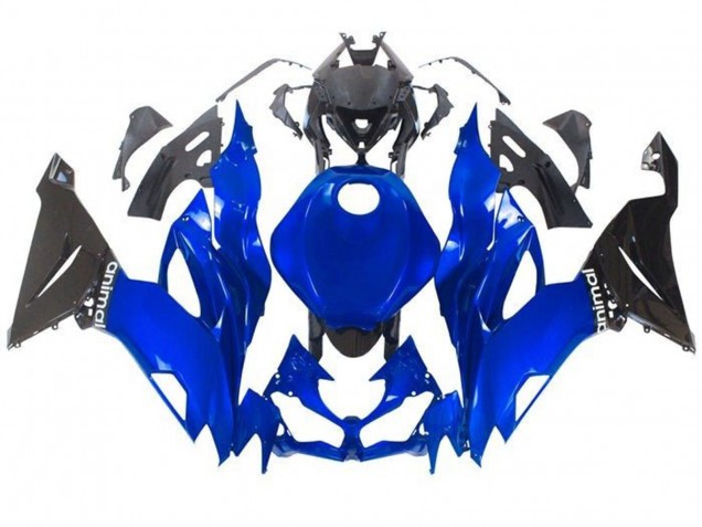 Carénages Moto Kawasaki ZX6R 2019-2022 - Bleu Noir Brillant
