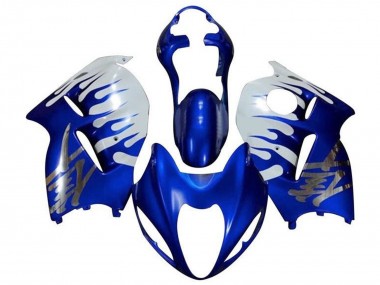 Acheter Carénages Moto Suzuki GSXR 1300 Hayabusa 1996-2007 - Blanc Bleu Chrome Flamme