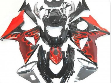 Acheter Carénages Moto Suzuki GSXR 1000 2009-2016 - Noir Brillant Rouge Flamme