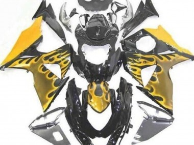 Acheter Carénages Moto Suzuki GSXR 1000 2009-2016 - Noir Brillant Jaune Flamme