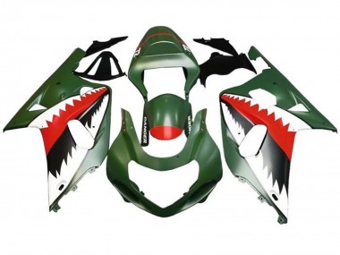 Acheter Carénages Moto Suzuki GSXR 600 / GSXR 750 2001-2003 - Vert Mat Armée Blanc Rouge Requin