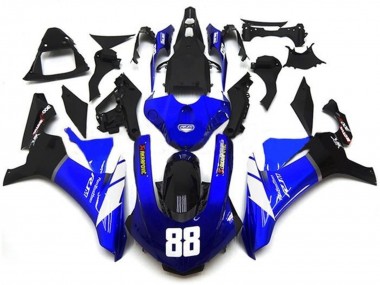 Acheter Carénages Moto Yamaha YZF 1000 R1 2015-2019 - Bleu Blanc Noir Brillant Akropovic