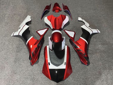 Acheter Carénages Moto Yamaha YZF 1000 R1 2015-2019 - Blanc Rouge Fausse Fibre de Carbone
