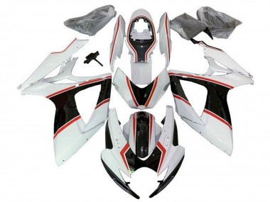 Acheter Carénages Moto Suzuki GSXR 600 / GSXR 750 2006-2007 - Blanc Orange Noir Rayures