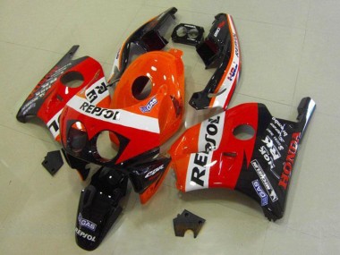 Acheter Carénages Moto Honda CBR250RR MC22 1990-1998 - Orange Blanc Rouge Noir Brillant HRC Repsol