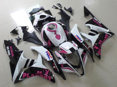 Acheter Carénages Moto Honda CBR600RR 2007-2008 - Blanc Rose Noir Mat HRC Playboy Durex