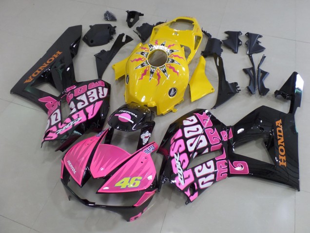 Carénages Moto Honda CBR600RR 2013-2023 - Jaune Rose Noir Brillant Rossi 46