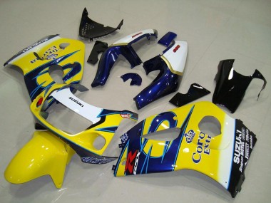 Acheter Carénages Moto Suzuki GSXR 600 1996-2000 - Blanc Jaune Bleu Corona