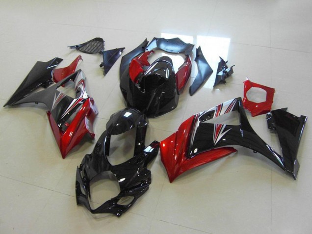 Carénages Moto Suzuki GSXR 1000 2007-2008 - Rouge Noir Brillant No Décalque