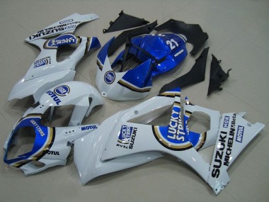 Acheter Carénages Moto Suzuki GSXR 1000 2007-2008 - Blanc Bleu Lucky Strike