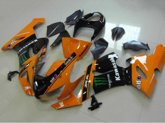 Carénages Moto Kawasaki ZX6R 2005-2006 - Orange Noir Vert Monstre