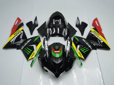 Acheter Carénages Moto Kawasaki ZX10R 2004-2005 - Noir Brillant Rouge Jaune Vert Monstre
