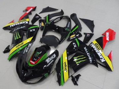 Acheter Carénages Moto Kawasaki ZX10R 2006-2007 - Noir Brillant Rouge Jaune Vert Monstre