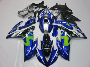 Acheter Carénages Moto Yamaha YZF R3 2015-2018 - Bleu Blanc Noir Vert MoviStar Monstre